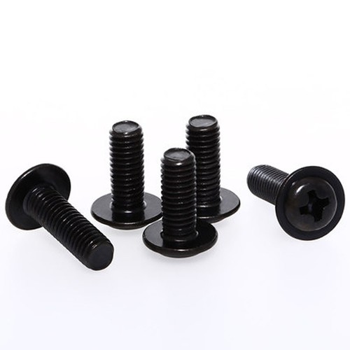 50PCS Phillips Screw Round head With Washer Pad Screws Black zinc Bolts M5 M6