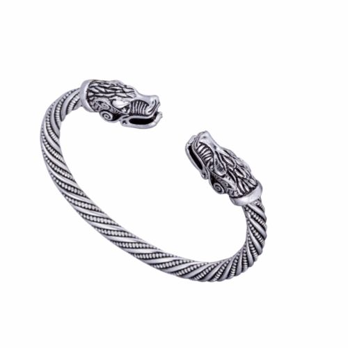 Antique Talisman Double Tête de Dragon Irlandais Knot bohème vintage bracelet