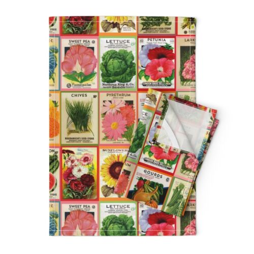 Vintage Seed Seed Packets Vintage Linen Cotton Tea Towels by Roostery Set of 2 