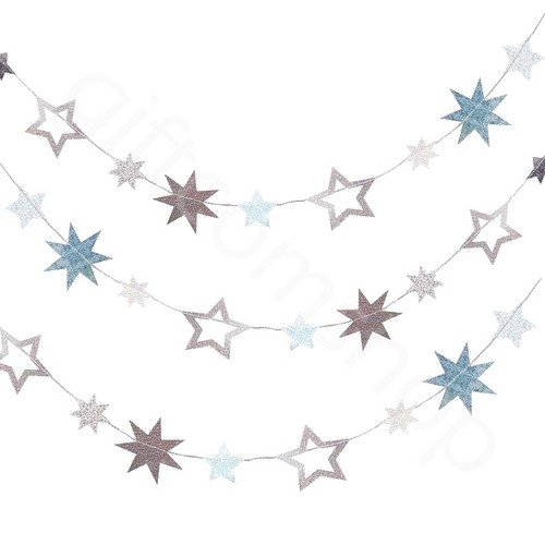 5 M Irisé Feuille d/'Argent Star Bunting Suspendu Guirlande de Noël Enterrement Vie Jeune Fille Décor