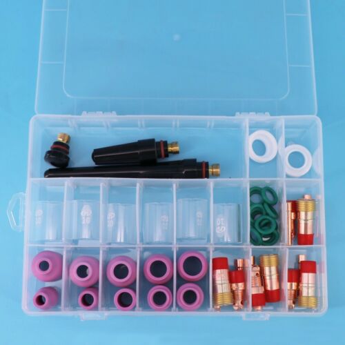 49Pcs Kit TIG Welding Torch Stubby Gas Lens #10 Pyrex Glass Cup For WP-17//18//26