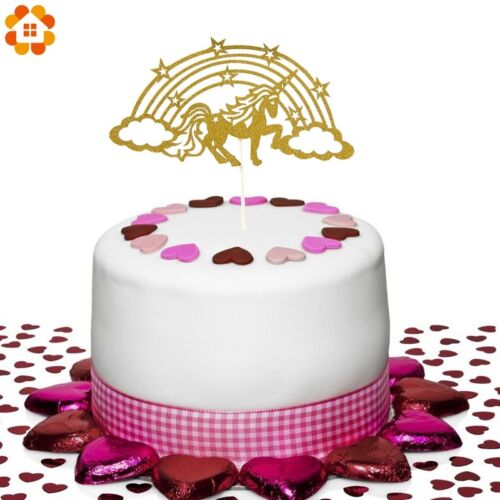 Joyeux Anniversaire Licorne Arc En Ciel Star Ruban Garçons Filles Cake Topper CS28 