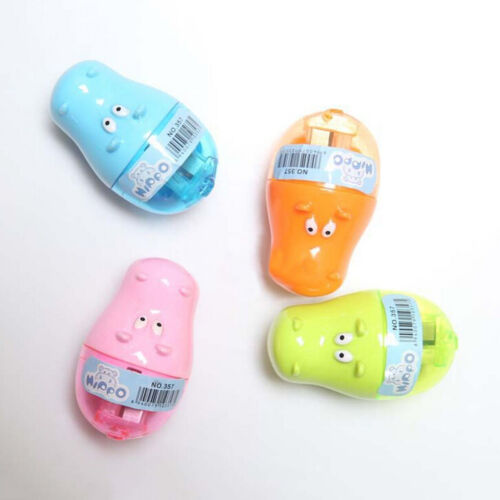 4X Stationery Hippo Pencil Sharpener Student Kids Cute new. 