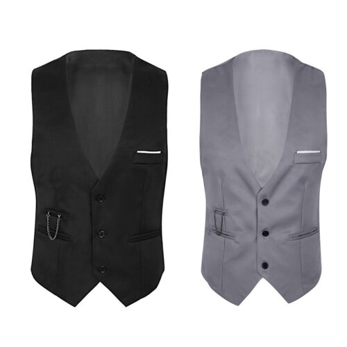 Men Formal Casual Business Dressy Shirt Suit Vest Slim Waistcoat Jacket Tops 