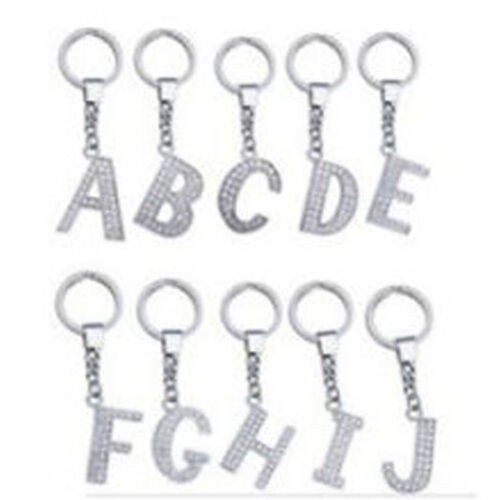Details about  / A-Z Alphabet Keyring Initial Letter Key Ring Shiny Crystal Silver Key Chain Tag