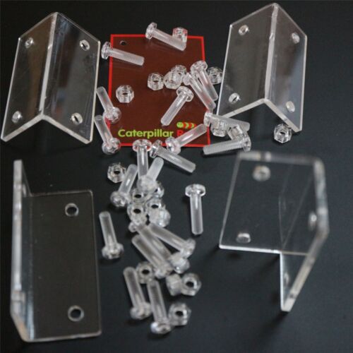 4x Angled L Brackets Polished Clear Transparent Perspex Acrylic 20x M5 Bolts