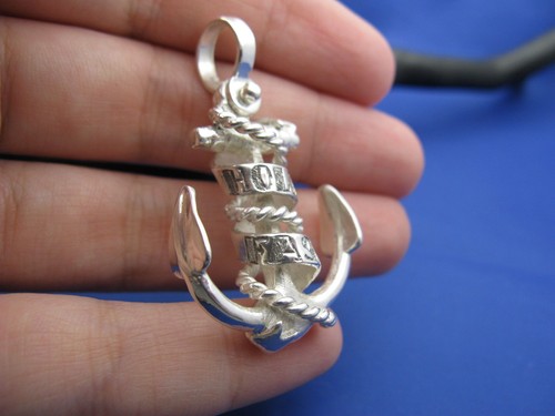 Details about / Large Men/'s Sterling Silver Hold Fast Sailor Rope Wrapped Anchor Pendant