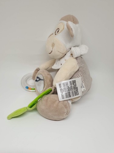 DOUDOU PELUCHE MOUTON MARRON POIS MIROIR VERT BLANC MOTS D/'ENFANTS LECLERC