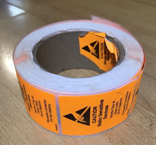 See Photos! CAUTION Static Sensitive Devices 60X45mm  100 Stickers,Security Cut
