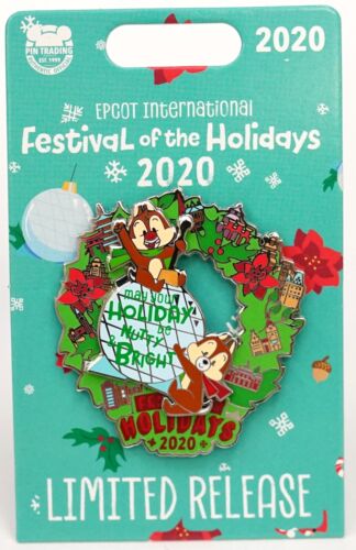 New Disney Parks 2020 Epcot Festival Of The Holidays Chip & Dale Pin LE 1500 
