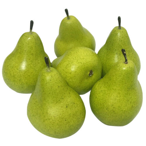6x Pera artificial realista falso fruta apoyos de Espuma Verde Fotografía Decoración del hogar