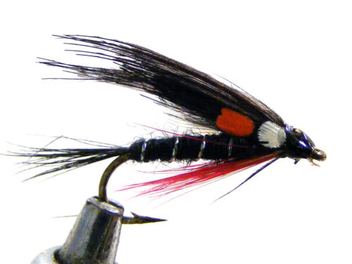 LUREFLASH FLY FISHING FLIES MINI JC FRY BLACK AND RED SZ10 FREE POST LF53