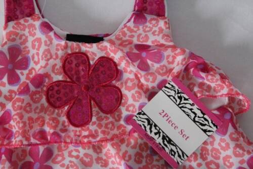 NEW Baby Girls 2pc Outfit Size 12 Mo Tank Top Capri Set Leopard Print Peach Pink