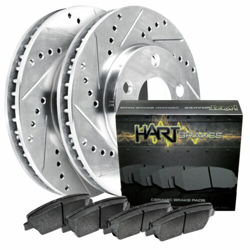Platinum Hart *DRILLED & SLOTTED* Brake Rotors FRONT KIT 2821 CERAMIC Pads 
