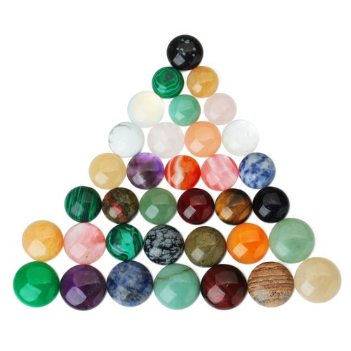 10PCS Round Assorted Natural Stone Cabs Cameo Flatback Ornament DIY Accessories