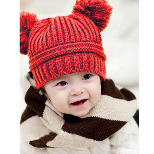Child Baby Boys Girls Beanie Hat Cap Winter Warm Pom Bobble Bobble Knitted Caps