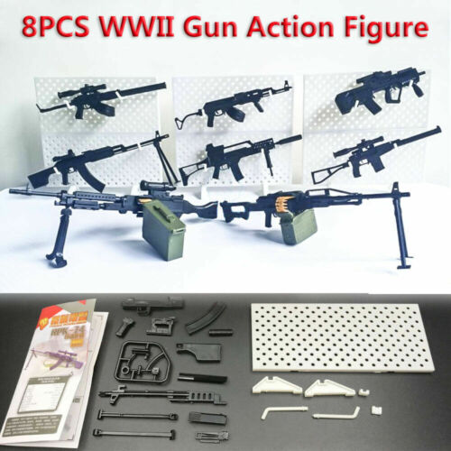 1-8pcs 1:6 WWII Rifle Machine Gun Model Puzzles Building Action Figure