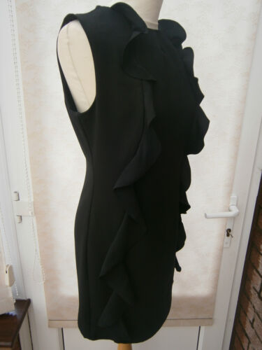 ref 431 vente MAYA femme noir frill front dress new 