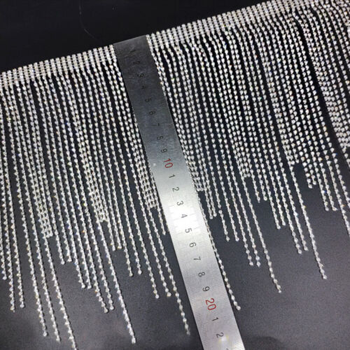 10CM Rhinestone Crystal Tassel Chain Trim Glitter Beaded Fringe Sewing Crafts 