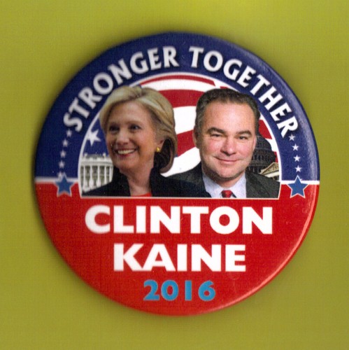 2016 Hillary Clinton /& Tim Kaine 2.25/" Presidential Campaign Button 04 xmas