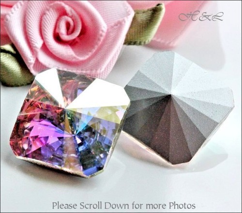1 x Swarovski 18mm SQUARE CLEAR CRYSTAL AB OCTAGONS Rivoli 4650 Foiled Stone SF