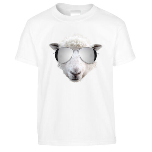 Summer Art Kids T Shirt Sheep Wearing Sunglasses Silly Stylish Hipster Childs