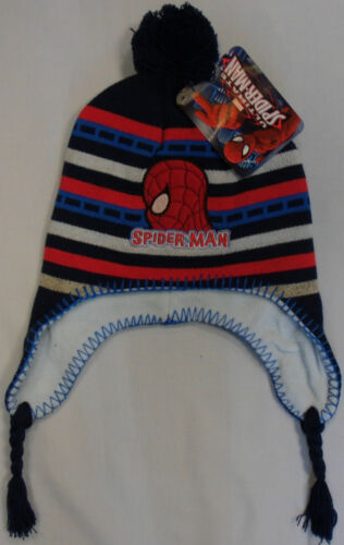 Enfants Garçons Spider Man Spiderman personnage Pompon Chapeau Polaire Bleu Marine Gris