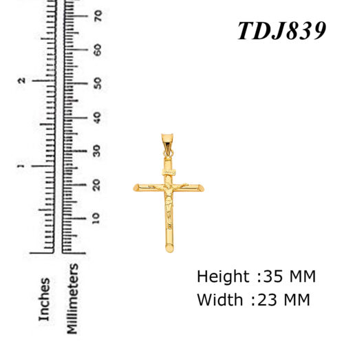 PENDANT RELIGIOUS 14K SOLID YELLOW GOLD CRUCIFIX CROSS CHARM