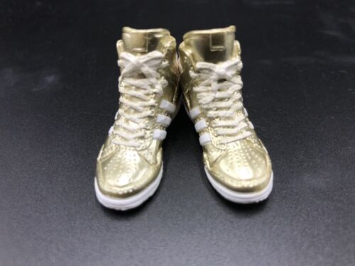 1//6 Adidas style Gold color sneakers PEG STYLE for 12/'/' FEMALE Figure Doll