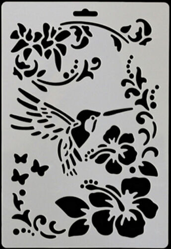 Hummingbird and Flowers Cake Stencil