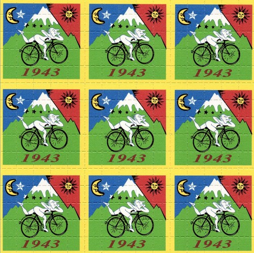 blotter art ALBERT HOFMANN BIKE RIDE 1943 psychedelic goa acid artwork
