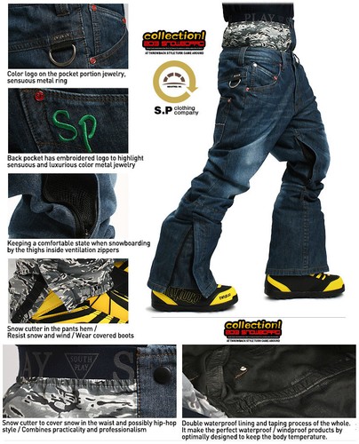 Herren SOUTH PLAY Ski Snowboard Schnee Winter Hosen Trousers Pants Blue Jeans