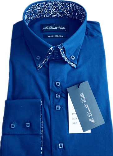 Camicia da Uomo Smart Casual Formale Baby Rosa Stampa Paisley Doppio Colletto Maniche Lunghe