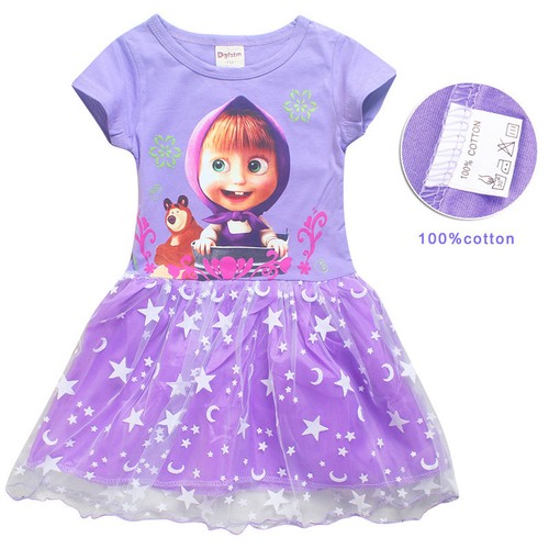 Masha And The Bear Cartoon Girls Cosplay Costume Kids Party Skirts Fancy Dress