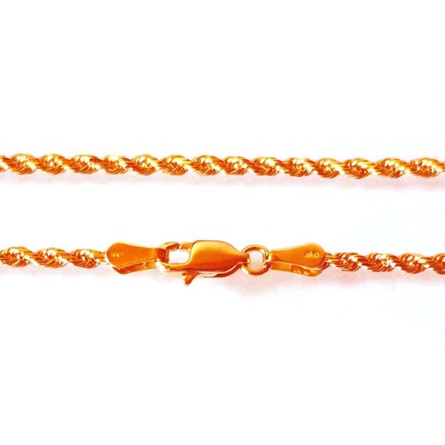 -90 14K Solid Rose Gold Rope Chain 3.0 Grams W 18 inches 45 CM 1.2 mm L