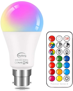 RGBW LED Light Bulbs Mood Lighting with Colour Changing Bulb B22 10W Dimmable 
