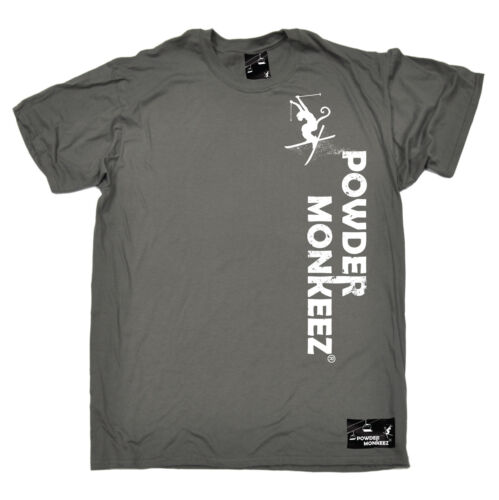Poudre MONKEEZ Vertical T-shirt Homme Hiver Ski Cadeau T-Shirt Cadeau D/'Anniversaire Haut