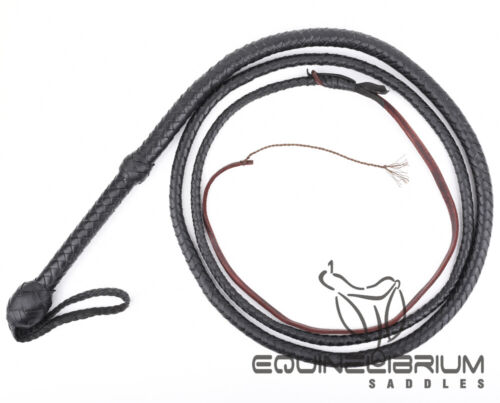6 Foot 8 Plaits Genuine Cowhide Leather Bullwhip by Equinelibrium