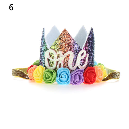 Elastic Flowers Headwear Baby Headband Princess Birthday Hat Rainbow Crown 