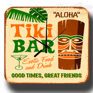 Aloha TIKI barre vintage rétro boite métal signe style Horloge murale