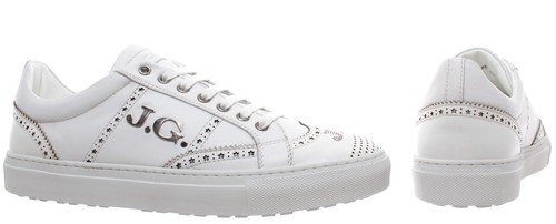 Men/'s Shoes Sneakers JOHN GALLIANO Paris 2496 Variante A Abrasiv Bianco Leather
