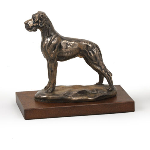 Great Dane Uncropped,dog bust//statue on wooden base CA ArtDog Limited Edition