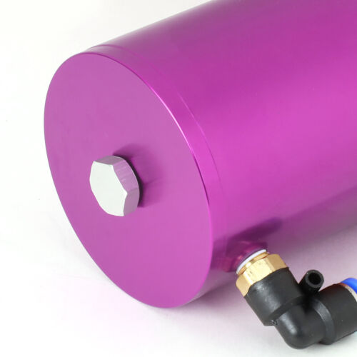 Purple Aluminum Cylinder Oil Reservoir Catch Tank Can w//Breather Filter Baffled