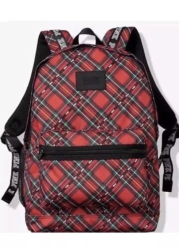 RED PLAID PRINT BRAND NEW Details about  / Victorias Secret PINK CAMPUS Backpack 
