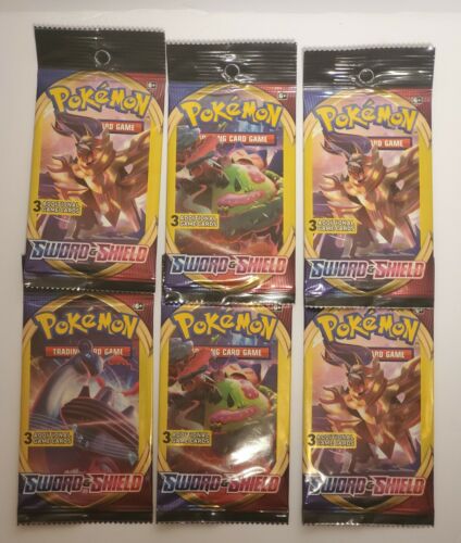 6 UNOPENED!! SIX! POKÉMON CARDS: SWORD & SHIELD mini BOOSTER PACKS NEW 