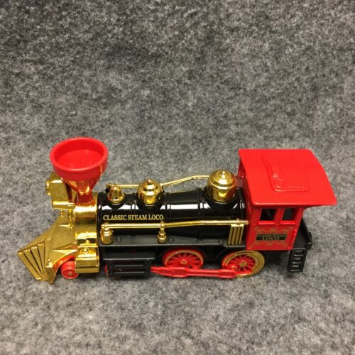 Classic Steam Loco Railroad Locomotive Pull Back Action Toy Diecast & Plastic 7" 
