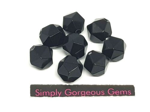 8 Stunning Star Cut Round Black Onyx Gemstone beads 11-12 mm 