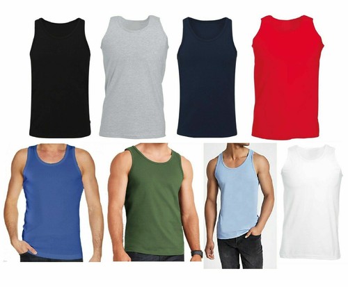 Details about / 1//3//6 lot Mens Pure 100/% Cotton Single Jersey White Black Mix Vest Top UK S-5XL