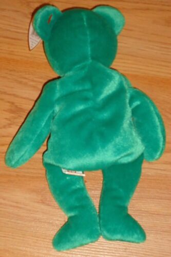 TY Original BEANIE BABY "ERIN" Green Bear w/SHAMROCK & Tag 1997 beanbag