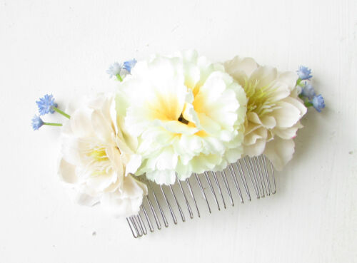Cream Ivory Blue Wildflower Gypsophila Flower Hair Comb Bridesmaid Floral 1168
